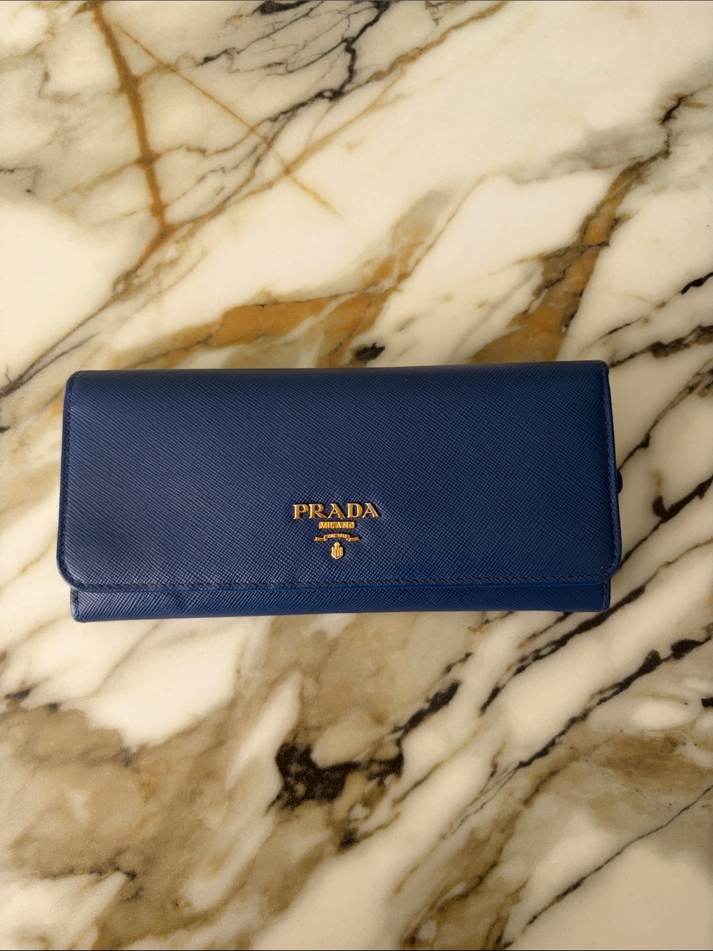 NWT PRADA Saffiano Continental Wallet Blue - Picture 5 of 7